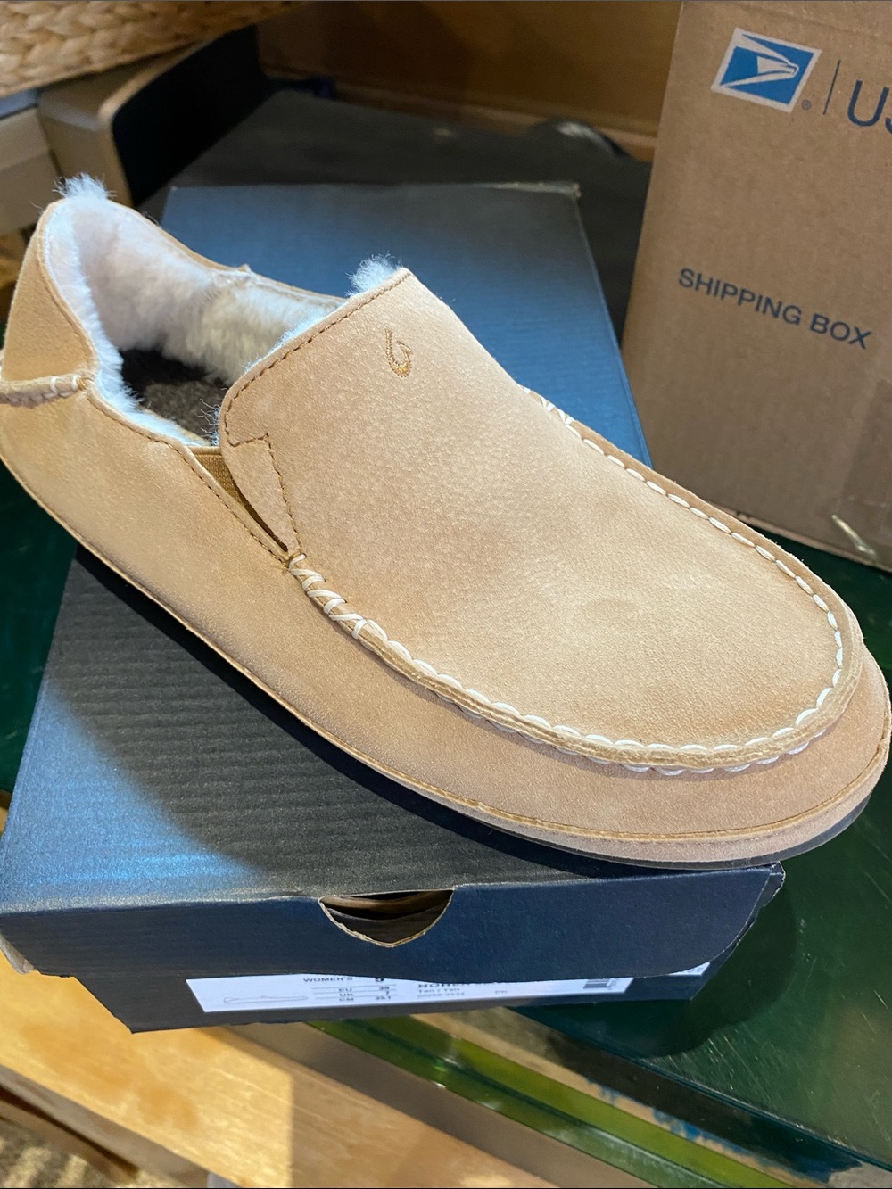 OluKai Women's Suede Slip-On Slipper - Tan
